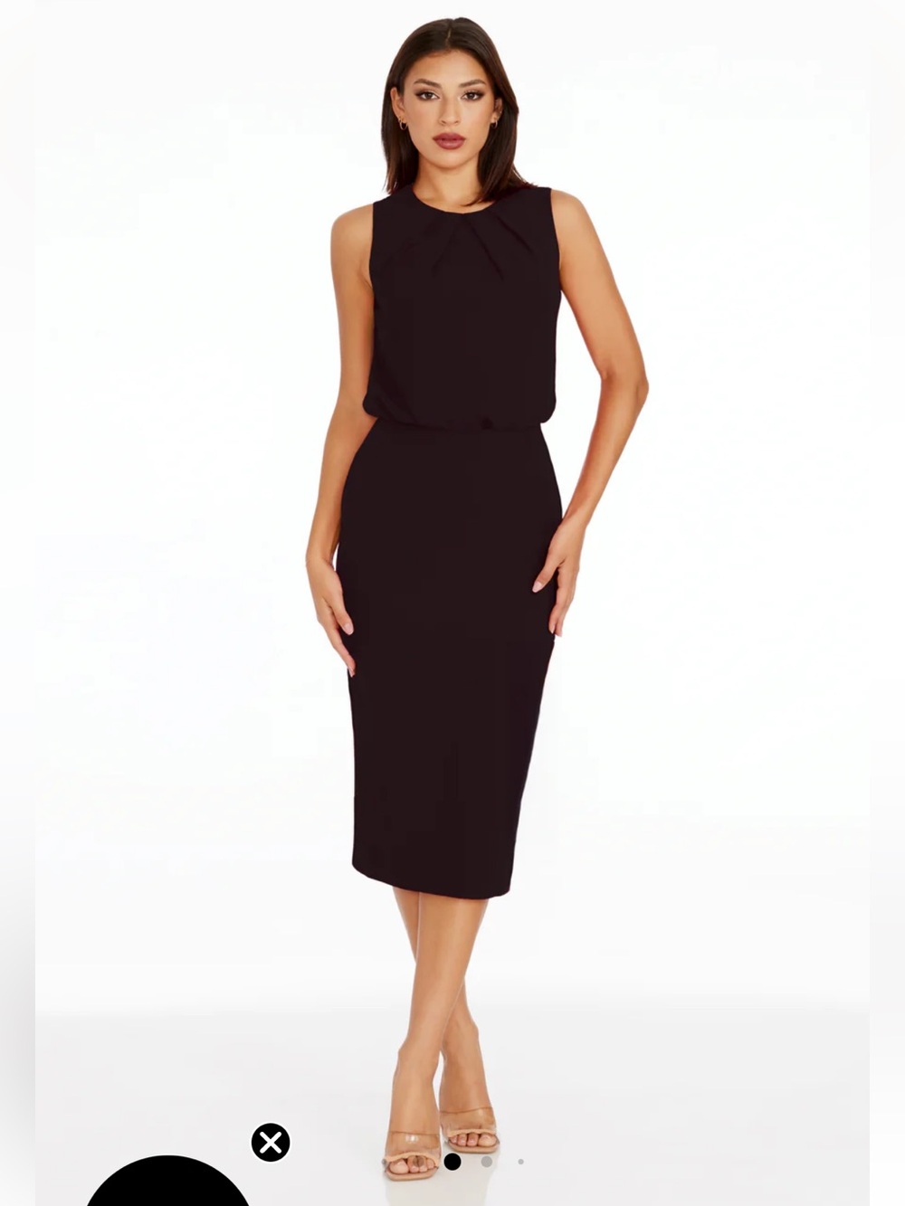 DRESS THE POPULATION Dress Medium Black Amada Classic Cocktail Minimal Neutral